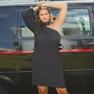 New!  Eloquii Black One Shoulder Dress with Buckle Detail,‎ women's plus size 16